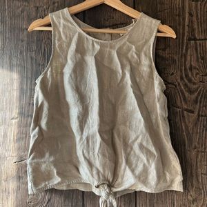 LINEN glittery tie in front shirt